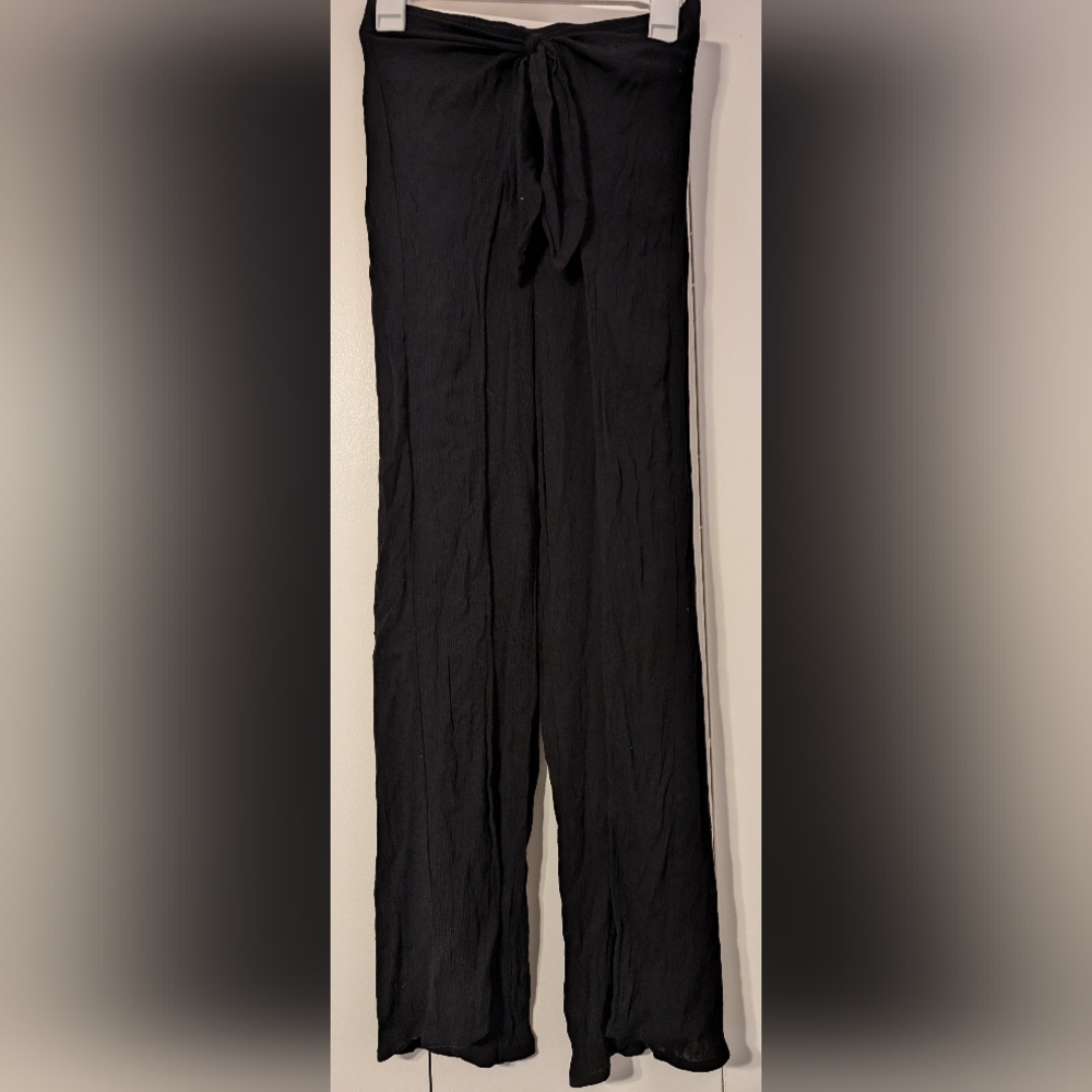 Kona Sol Black Swim Coverup with Flowing Wide-Leg Design